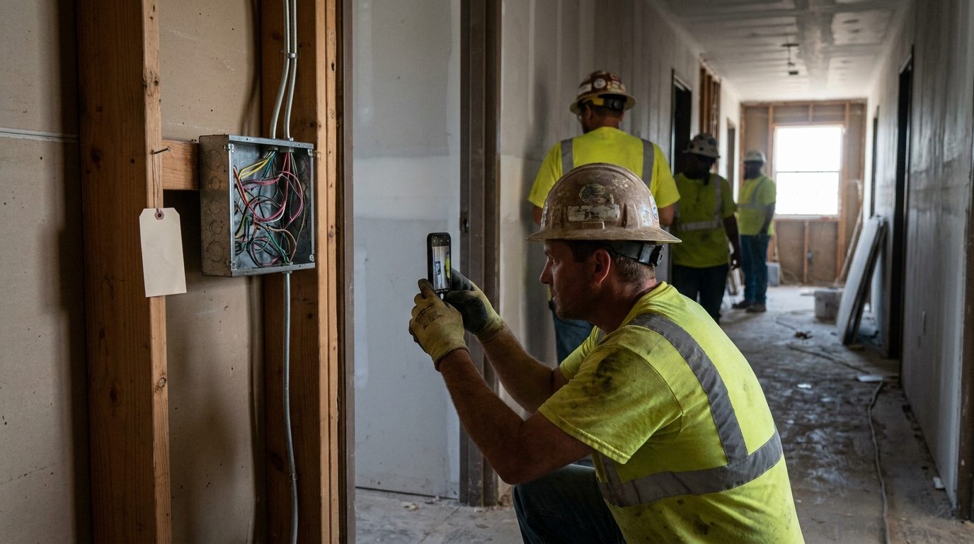 Photo documentation of electrical work in progress